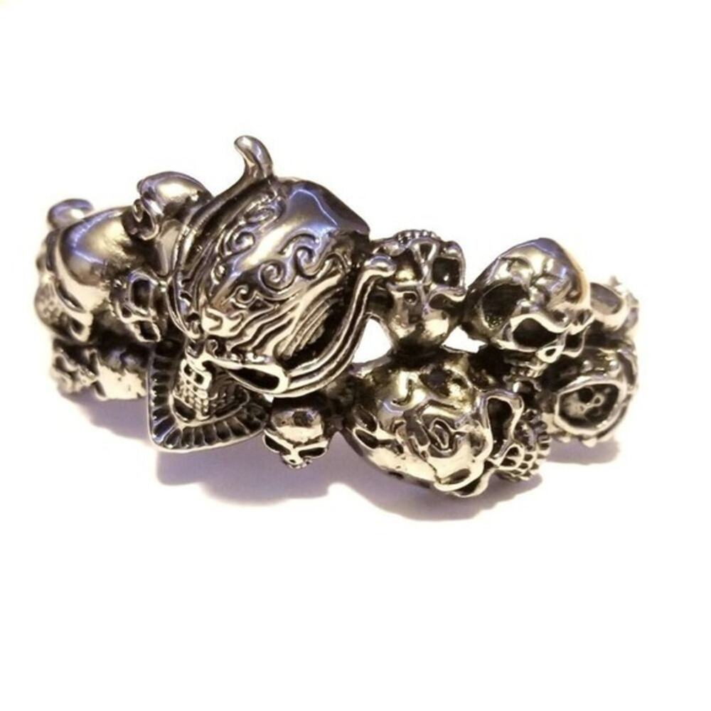 Men’s 316L stainless‎ steel skull biker gothic bangle bracelet